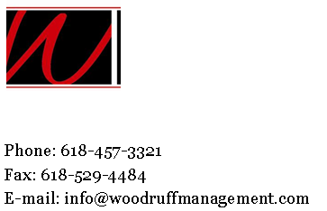 The Red and Black Woodruff Management logo symbolized quality Carbondale Rental Property Management 